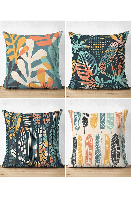 Set di 4 federe per cuscini decorativi Suet RKYK448 Multicolore, 43 x 43 cm