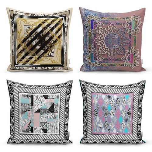 Set di 4 federe per cuscini decorativi Sultan RKYK102 Multicolore, 43 x 43 cm