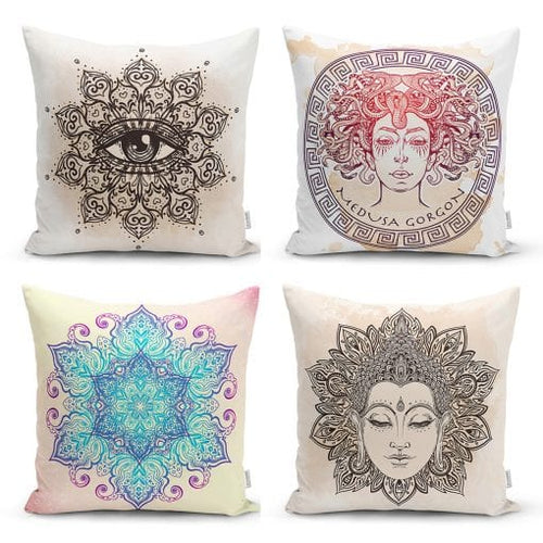 Set di 4 federe per cuscini decorativi Sultan RKYK25 Multicolore, 43 x 43 cm