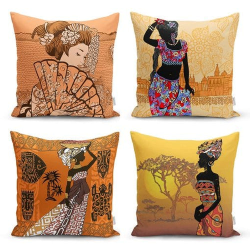 Set di 4 federe per cuscini decorativi Suna RKYK81 Multicolore, 43 x 43 cm
