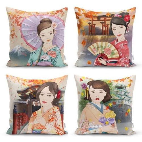 Set di 4 federe per cuscini decorativi Suna RKYK82 Multicolore, 43 x 43 cm