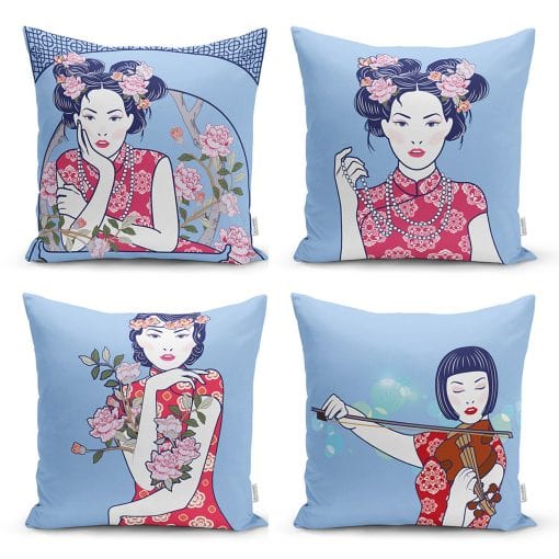 Set di 4 federe per cuscini decorativi Suna RKYK83 Multicolore, 43 x 43 cm