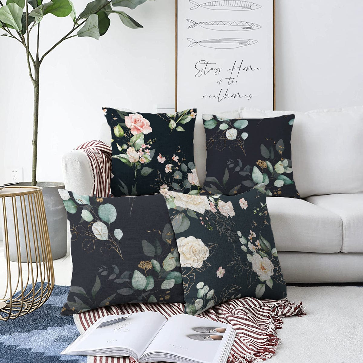 Set di 4 federe per cuscini decorativi Umay RKYK409 Multicolore, 43 x 43 cm