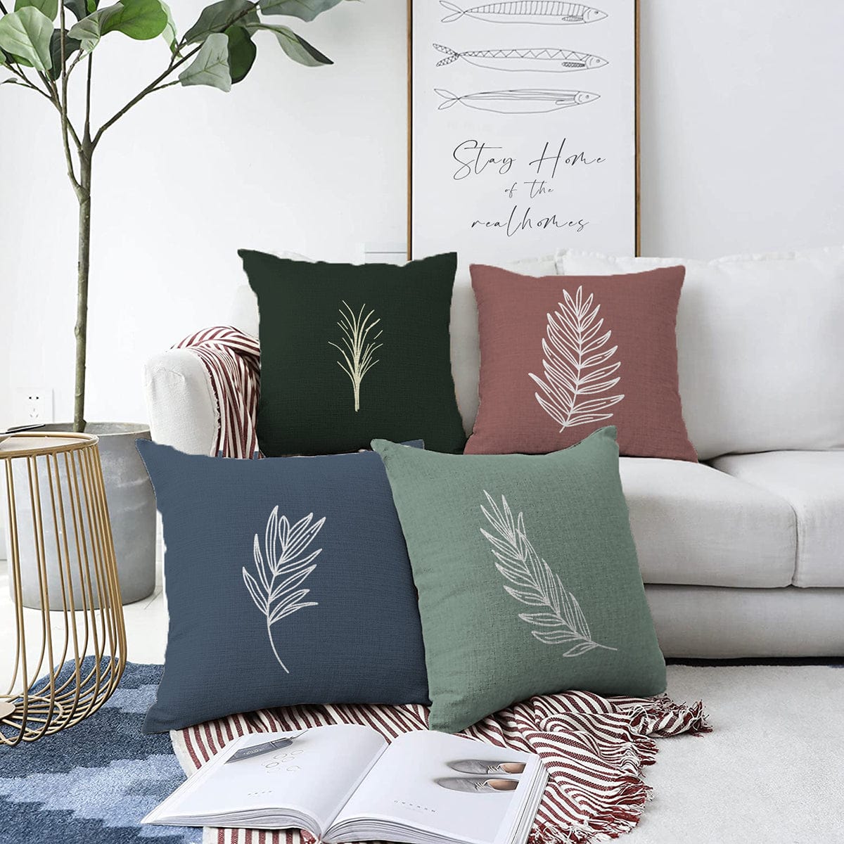 Set di 4 federe per cuscini decorativi Umut RKYK418 Multicolore, 43 x 43 cm