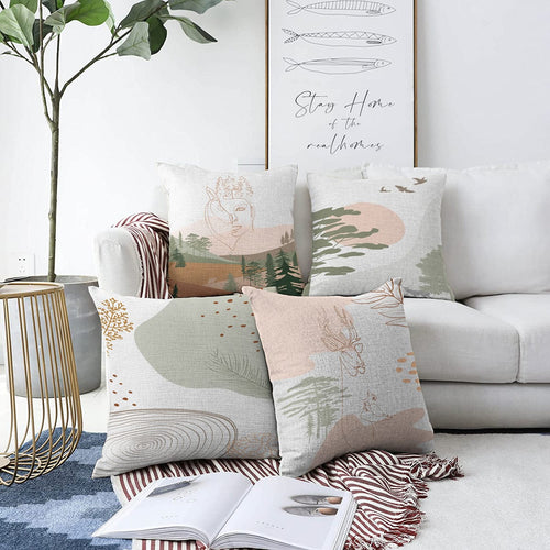 Set di 4 federe per cuscini decorativi Yaman RKYK309 Multicolore, 43 x 43 cm