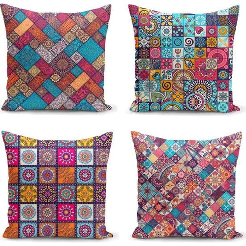 Set di 4 federe per cuscini decorativi Yldiko RKYK460 Multicolore, 43 x 43 cm