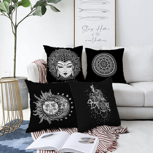 Set di 4 federe per cuscini decorativi Zerrin RKYK173 Multicolore, 43 x 43 cm