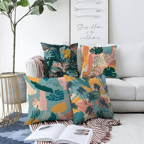 Set di 4 federe per cuscini decorativi Zerrin RKYK291 Multicolore, 43 x 43 cm