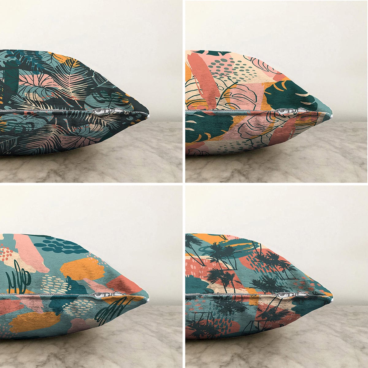 Set di 4 federe per cuscini decorativi Zerrin RKYK291 Multicolore, 43 x 43 cm (1)