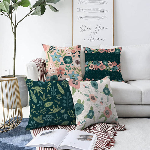 Set di 4 federe per cuscini decorativi Zerrin RKYK295 Multicolore, 43 x 43 cm