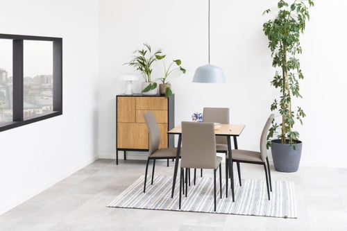 Set di 4 sedie da pranzo in ecopelle Demina Grigio (1)