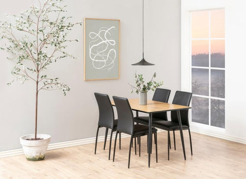 Set di 4 sedie da pranzo in ecopelle Demina Nero (1)