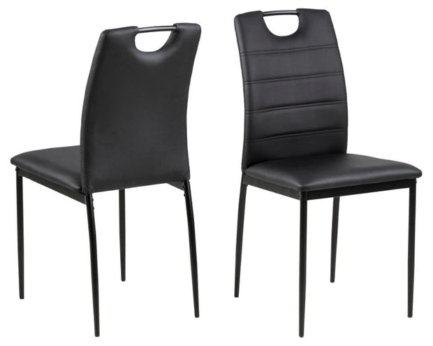 Set di 4 sedie da pranzo in ecopelle Dia Nero