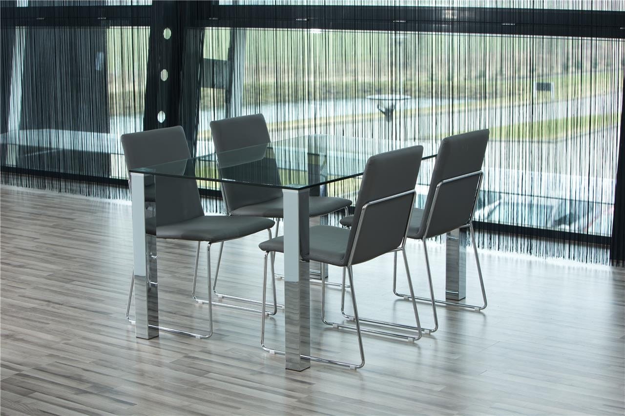 Set di 4 sedie da pranzo in ecopelle Kitos Grigio (1)
