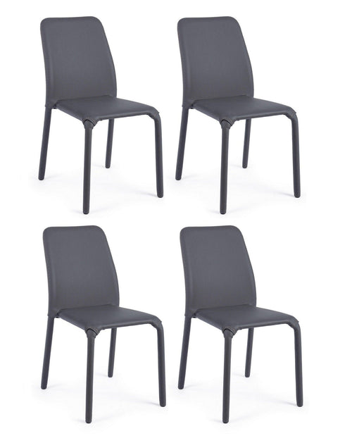 Set di 4 sedie da pranzo in ecopelle Pathos Grigio