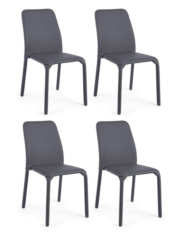 Set di 4 sedie da pranzo in ecopelle Pathos Grigio