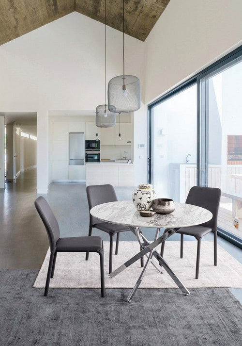 Set di 4 sedie da pranzo in ecopelle Pathos Grigio (1)