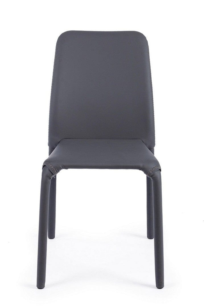 Set di 4 sedie da pranzo in ecopelle Pathos Grigio (3)