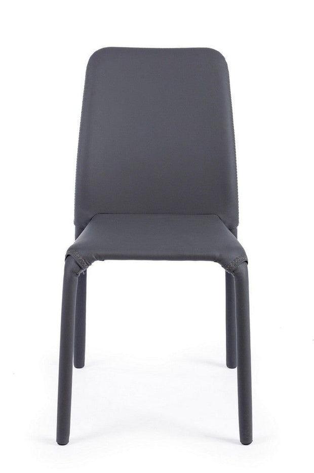 Set di 4 sedie da pranzo in ecopelle Pathos Grigio (3)