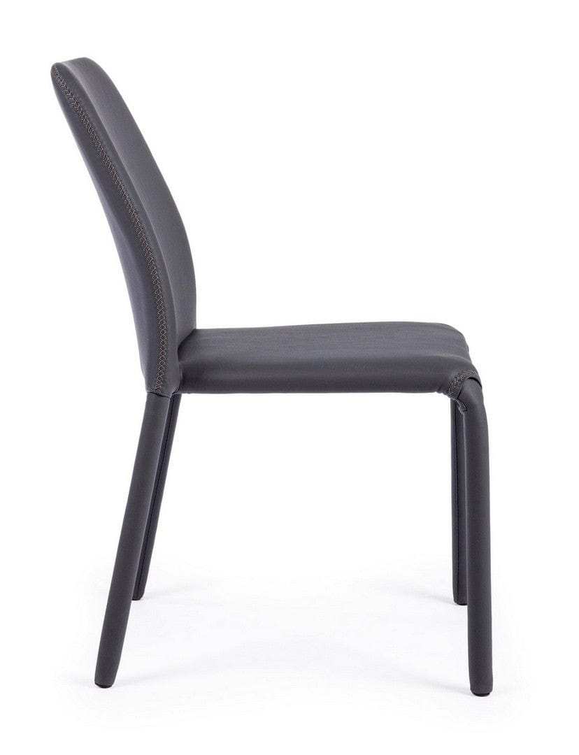 Set di 4 sedie da pranzo in ecopelle Pathos Grigio (5)