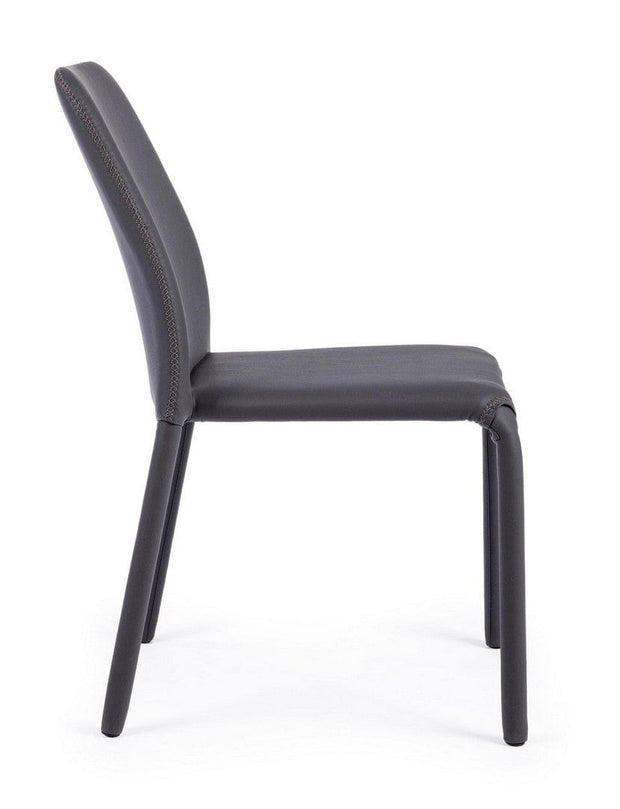 Set di 4 sedie da pranzo in ecopelle Pathos Grigio (5)