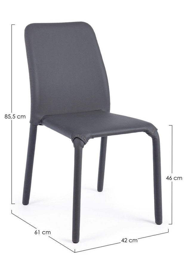 Set di 4 sedie da pranzo in ecopelle Pathos Grigio (8)