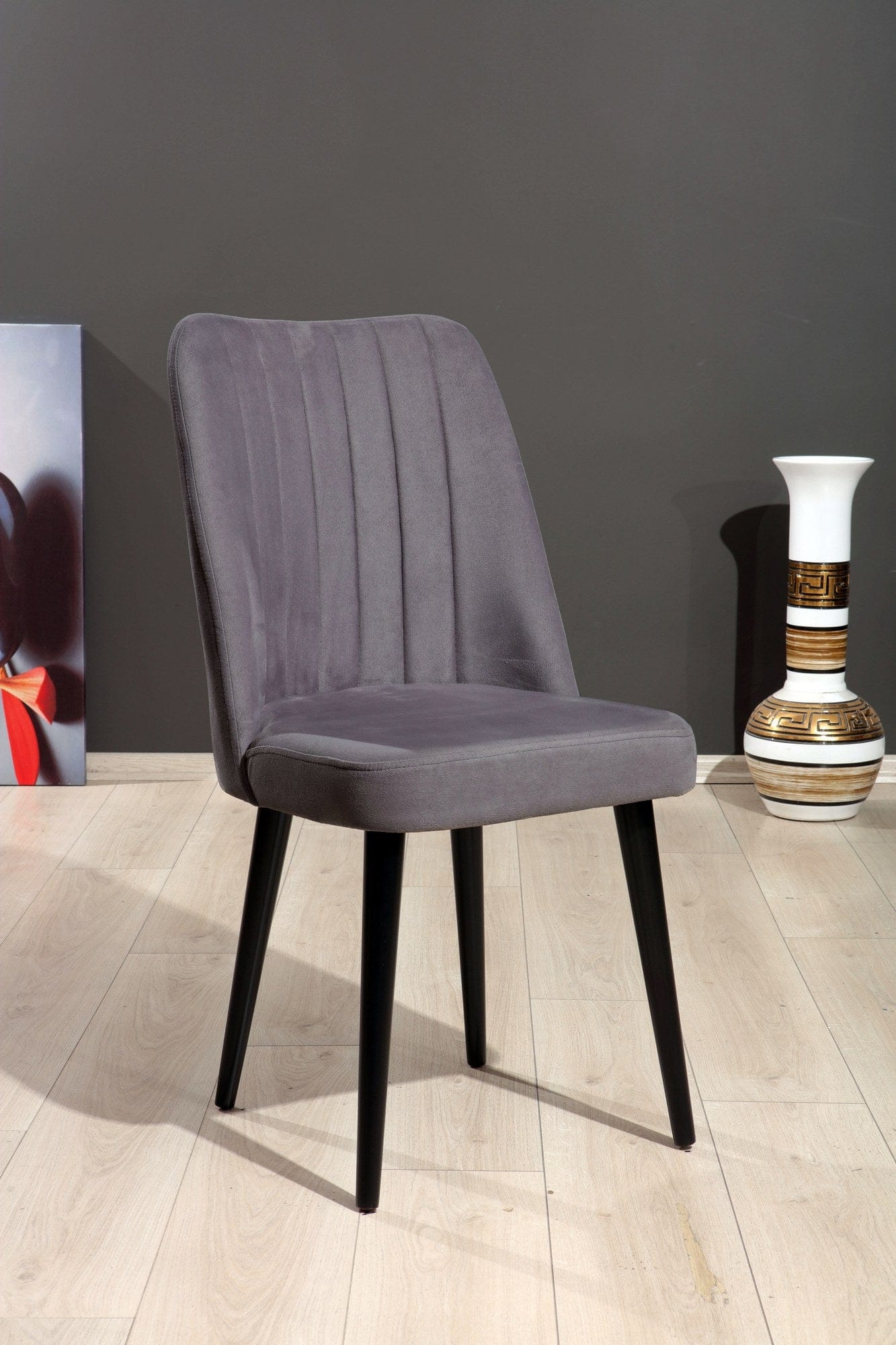 Set di 4 sedie da pranzo in tessuto Polo Grigio