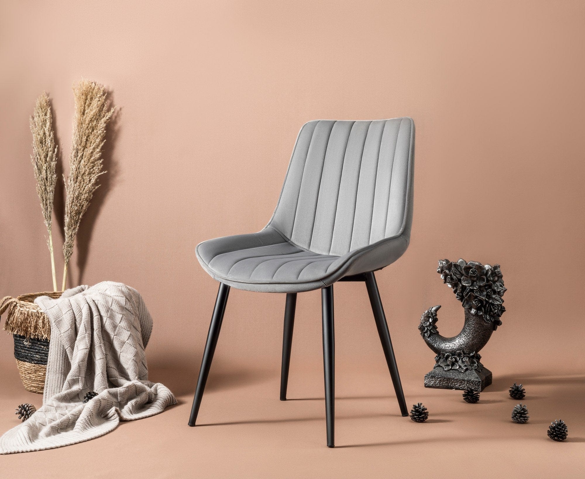 Set di 4 sedie da pranzo in tessuto Venus Grigio