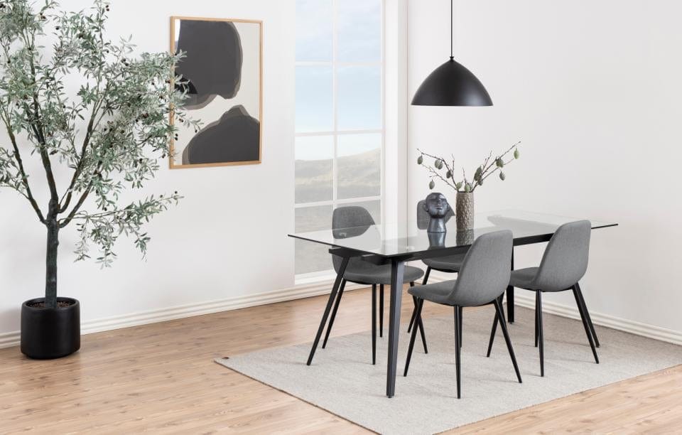 Set di 4 sedie da pranzo in tessuto Wilma Grigio (4)