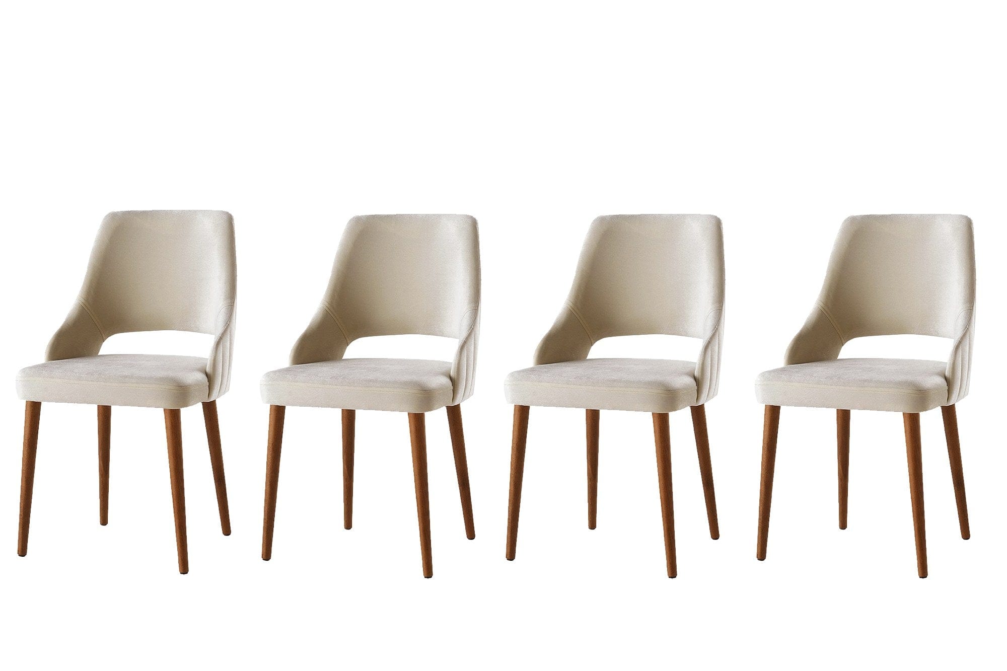 Set di 4 sedie da pranzo in velluto Acelya 1 Crema