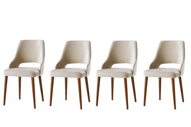 Set di 4 sedie da pranzo in velluto Acelya 1 Crema