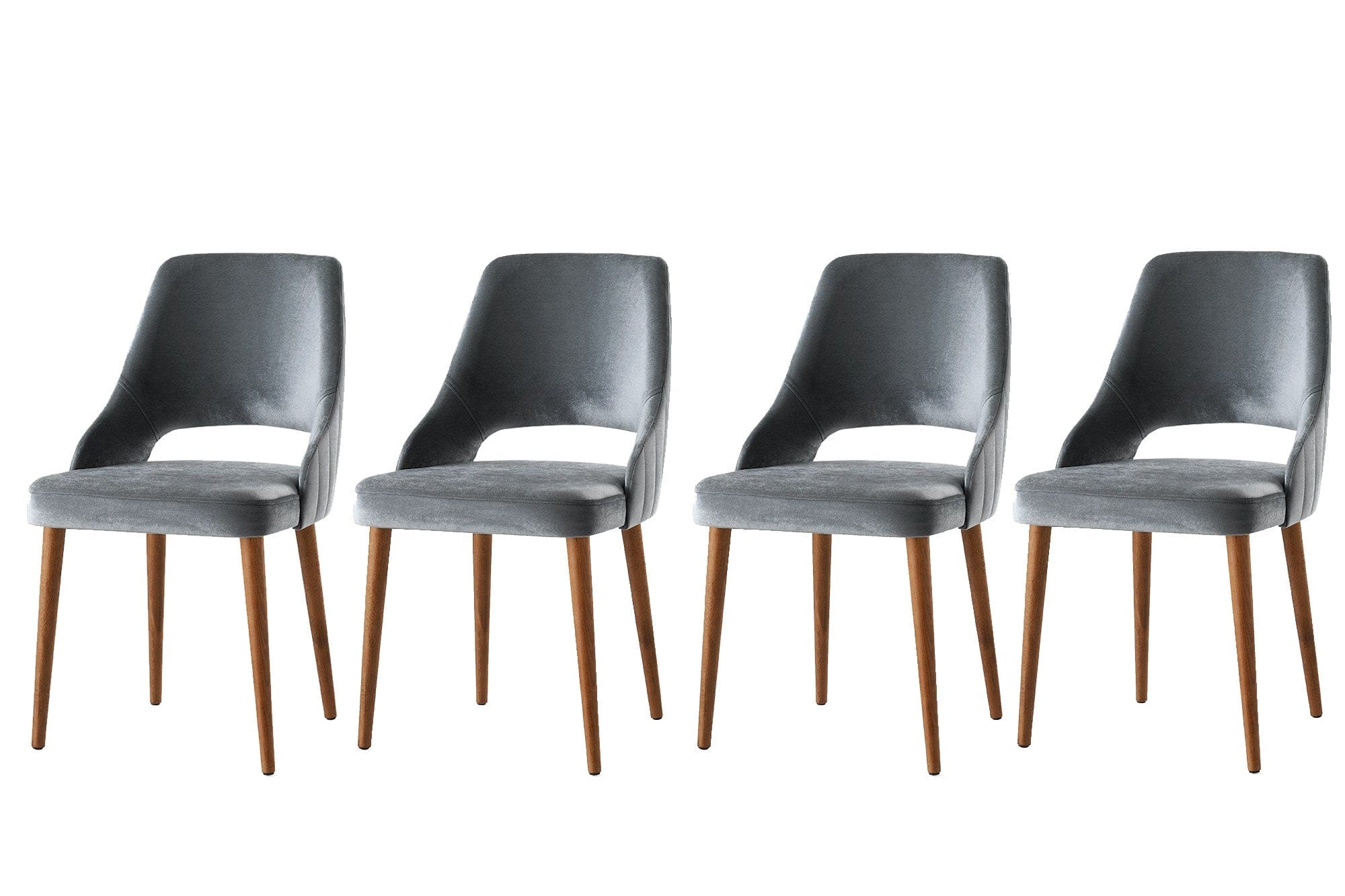 Set di 4 sedie da pranzo in velluto Acelya 1 Grigio