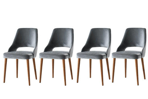 Set di 4 sedie da pranzo in velluto Acelya 1 Grigio