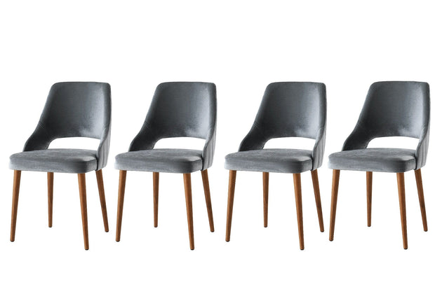 Set di 4 sedie da pranzo in velluto Acelya 1 Grigio
