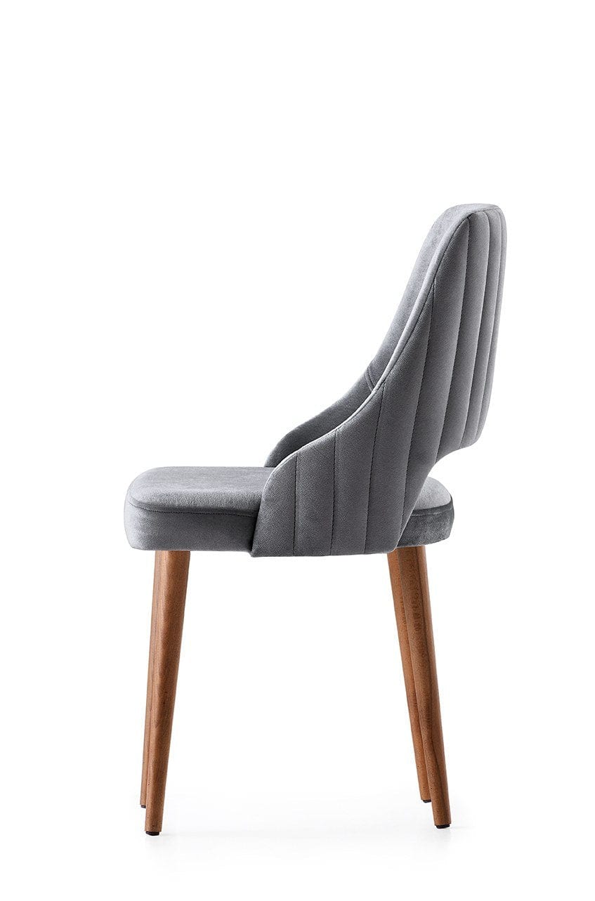 Set di 4 sedie da pranzo in velluto Acelya 1 Grigio (3)