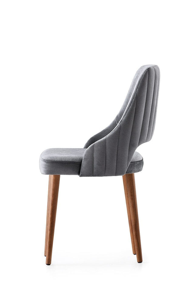 Set di 4 sedie da pranzo in velluto Acelya 1 Grigio (3)
