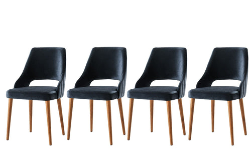 Set di 4 sedie da pranzo in velluto Acelya 1 Nero
