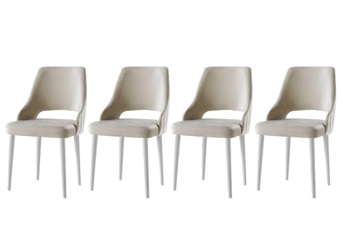 Set di 4 sedie da pranzo in velluto Acelya 2 Crema
