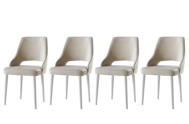 Set di 4 sedie da pranzo in velluto Acelya 2 Crema