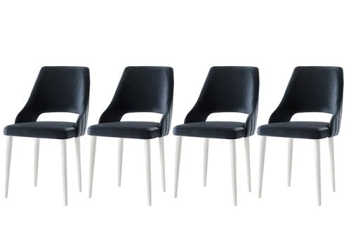 Set di 4 sedie da pranzo in velluto Acelya 2 Nero