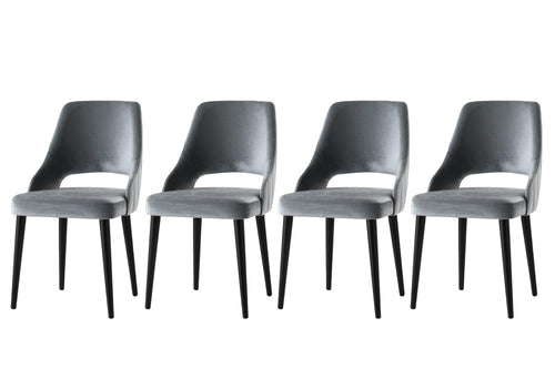 Set di 4 sedie da pranzo in velluto Acelya 3 Grigio