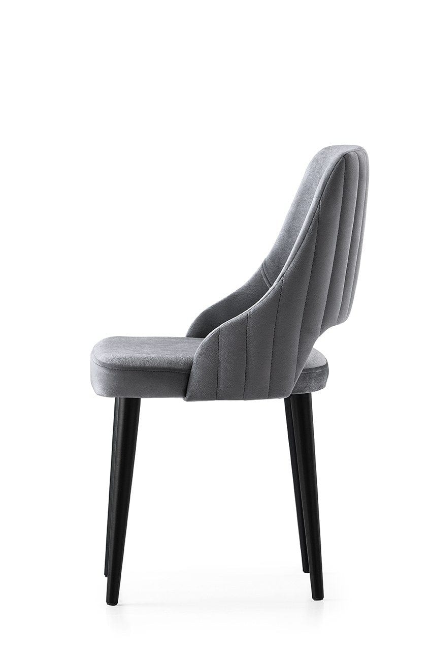 Set di 4 sedie da pranzo in velluto Acelya 3 Grigio (3)