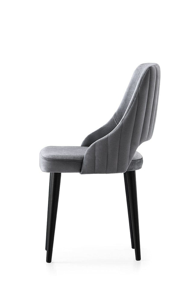 Set di 4 sedie da pranzo in velluto Acelya 3 Grigio (3)