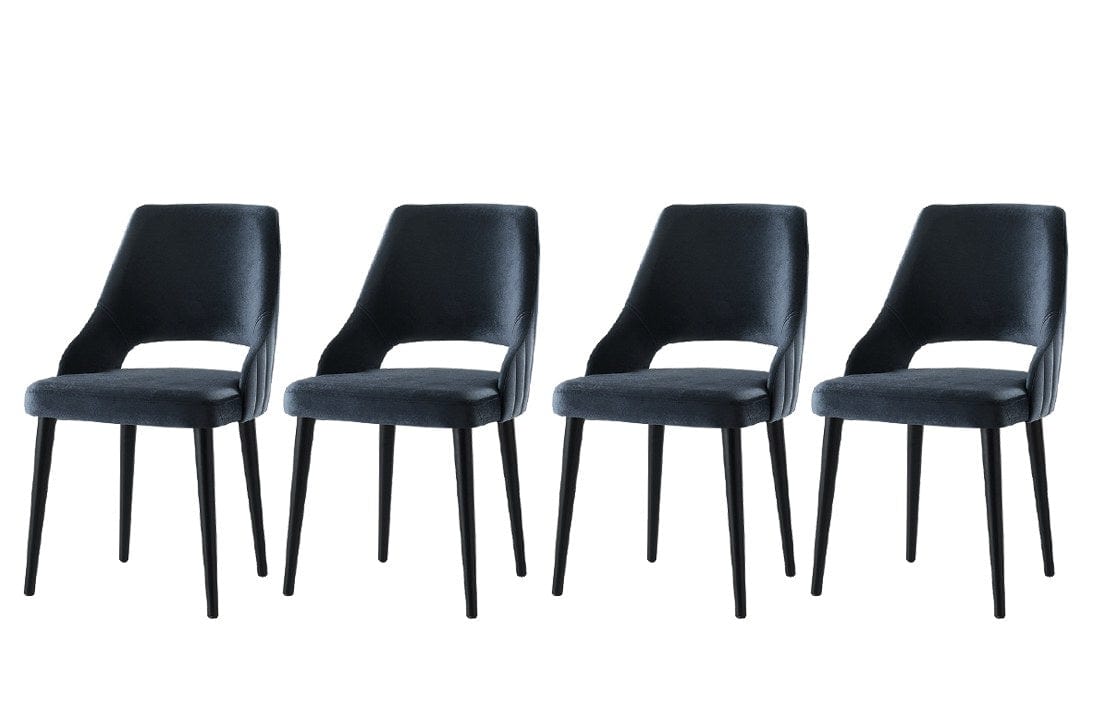 Set di 4 sedie da pranzo in velluto Acelya 3 Nero