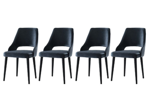 Set di 4 sedie da pranzo in velluto Acelya 3 Nero