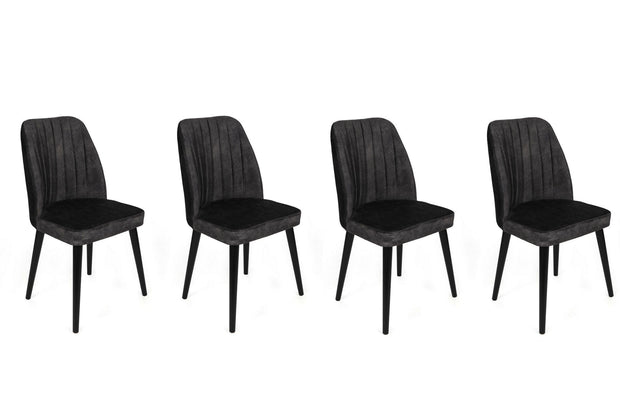 Set di 4 sedie da pranzo in velluto Alfa 437-V4 Antracite