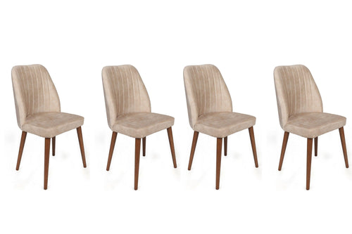 Set di 4 sedie da pranzo in velluto Alfa 464-V4 Crema