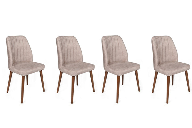 Set di 4 sedie da pranzo in velluto Alfa 465-V4 Cappuccino