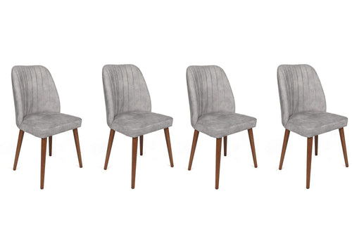 Set di 4 sedie da pranzo in velluto Alfa 468-V4 Grigio