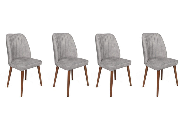 Set di 4 sedie da pranzo in velluto Alfa 468-V4 Grigio
